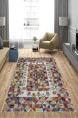 Makinede Yıkanabilir Leke Tutmaz  Multi Pvc Deri Kaymaz Taban Dekor Salon Saçaksız Halı A146  MULTİ 120 x 180 - 4