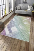 Makinede Yıkanabilir Leke Tutmaz  Multi Pvc Deri Kaymaz Taban Modern Salon Saçaksız Halı A140  MULTİ 120 x 180 - 8