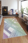 Makinede Yıkanabilir Leke Tutmaz  Multi Pvc Deri Kaymaz Taban Modern Salon Saçaksız Halı A140  MULTİ 120 x 180 - 10