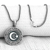 Göktürk Alfabesi Yazılı 925 Ayar Ayyıldız Gümüş Kolye thumbnail 2