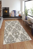 Makinede Yıkanabilir Leke Tutmaz  Vizon Pvc Deri Kaymaz Taban Modern Salon Saçaksız Halı A141  VİZON 200 x 300 - 3