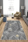 Makinede Yıkanabilir Leke Tutmaz  Sarı Pvc Deri Kaymaz Taban Vintage Salon Saçaksız Halı A136  SARI 100 x 200 - 4
