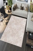 Makinede Yıkanabilir Leke Tutmaz  Pudra Pvc Deri Kaymaz Taban Modern Salon Saçaksız Halı A160  PUDRA 120 x 180 - 5