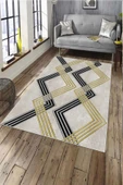 Makinede Yıkanabilir Leke Tutmaz  Krem Pvc Deri Kaymaz Taban Modern Salon Saçaksız Halı A168  KREM 160 x 230 - 8