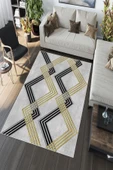 Makinede Yıkanabilir Leke Tutmaz  Gri Pvc Deri Kaymaz Taban Modern Salon Saçaksız Halı A170 - 5