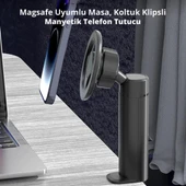 Coofbe Magsafe Uyumlu Ayarlanabilir Klıpsli Masaüstü Telefon Tutucu Masa Dolap Araç İçin Telefon Standı - 4