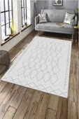 Makinede Yıkanabilir Leke Tutmaz  Gri Deko Deri Kaymaz Taban İskandinav Salon Saçaksız Halı A190  GRİ 160 x 230 - 1