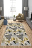Makinede Yıkanabilir Leke Tutmaz  Gold Deko Deri Kaymaz Taban Avangart Salon Saçaksız Halı A202  GOLD 180 x 280 - 4