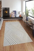 Makinede Yıkanabilir Leke Tutmaz  Vizon Deko Deri Kaymaz Taban Modern Salon Saçaksız Halı A186 thumbnail 3
