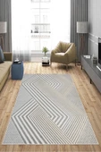 Makinede Yıkanabilir Leke Tutmaz  Vizon Deko Deri Kaymaz Taban Modern Salon Saçaksız Halı A186 thumbnail 11