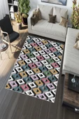 Makinede Yıkanabilir Leke Tutmaz  Multi Deko Deri Kaymaz Taban Simetrik Salon Saçaksız Halı A232  MULTİ 120 x 180 - 5
