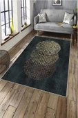 Makinede Yıkanabilir Leke Tutmaz  Petrol Mavisi Dot Keçe Kaymaz Taban Modern Salon Saçaksız Halı A220  PETROL MAVİSİ 80 x 300 thumbnail 4