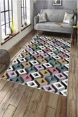 Makinede Yıkanabilir Leke Tutmaz  Multi Deko Deri Kaymaz Taban Simetrik Salon Saçaksız Halı A232  MULTİ 120 x 180 - 1