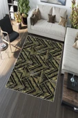 Makinede Yıkanabilir Leke Tutmaz  Gold Pvc Deri Kaymaz Taban Tasarım Salon Saçaksız Halı A245  GOLD 100 x 200 - 12