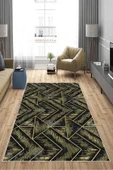 Makinede Yıkanabilir Leke Tutmaz  Gold Pvc Deri Kaymaz Taban Tasarım Salon Saçaksız Halı A245  GOLD 100 x 200 - 11