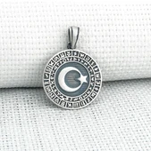 Göktürk Alfabesi Yazılı 925 Ayar Ayyıldız Gümüş Kolye Ucu - 2