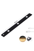 Ucuz Geldi Sensörlü Şarjlı 3 Farklı Işık Renkli Dimmerli 40cm Siyah Cata Bella Ultra Slim Kabin Led - 1