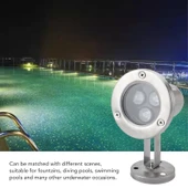 Mini Spot paslanmaz ayaklı Havuz Led Aydınlatma Ampülü lamba RGB tüm renkler A-1210 6W 12V IP68 - 2
