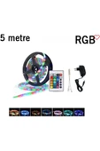 Ucuz Geldi RGB Animasyonlu Şerit LED 5 Mt Kendinden Trafolu Renk Değiştiren Kumandalı Çok Renkli Rgb Şerit Led - 5