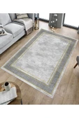 Makinede Yıkanabilir Leke Tutmaz  Gri-Gold Dot Keçe Kaymaz Taban Salon-Yolluk Saçaksız Halı B1183  GRİ-GOLD 100 x 300 - 5