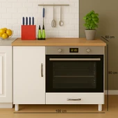 UMGMOBİLYA Ankastre Fırın Ve Ocak Dolabı, Set Üstü Ocak Dolabı, Çok Amaçlı Dolap, Mutfak Dolabı - 1