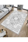 Makinede Yıkanabilir Leke Tutmaz  Gri Dot Keçe Kaymaz Taban Lobohemart Salon Saçaksız Halı B1203  GRİ 80 x 150 thumbnail 5