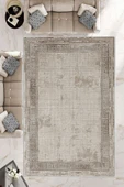 Makinede Yıkanabilir Leke Tutmaz  Bej-Vizon Dot Keçe Kaymaz Taban Vintage Salon Saçaksız Halı B1196  BEJ-VİZON 100 x 300 thumbnail 1