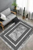 Makinede Yıkanabilir Leke Tutmaz  Gümüş Dot Keçe Kaymaz Taban Modern Salon Saçaksız Halı B1176  GÜMÜŞ 100 x 200 thumbnail 3
