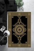 Makinede Yıkanabilir Leke Tutmaz  Gold Dot Keçe Kaymaz Taban Göbekli Salon Saçaksız Halı B1192  160 x 230 GOLD thumbnail 6