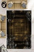 Makinede Yıkanabilir Leke Tutmaz  Gold Dot Keçe Kaymaz Taban Işıltılı Salon Saçaksız Halı B1206  GOLD 100 x 200 - 1