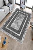 Makinede Yıkanabilir Leke Tutmaz  Gümüş Dot Keçe Kaymaz Taban Modern Salon Saçaksız Halı B1176  GÜMÜŞ 100 x 200 thumbnail 2