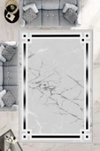 Makinede Yıkanabilir Leke Tutmaz  Gri Dot Keçe Kaymaz Taban Çerçeve Salon Saçaksız Halı B1213  GRİ 160 x 230 thumbnail 1