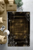 Makinede Yıkanabilir Leke Tutmaz  Gold Dot Keçe Kaymaz Taban Işıltılı Salon Saçaksız Halı B1206  GOLD 160 x 230 - 6