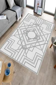 Makinede Yıkanabilir Leke Tutmaz  Gri Dot Keçe Kaymaz Taban Lobohemart Salon Saçaksız Halı B1203  GRİ 100 x 300 thumbnail 3