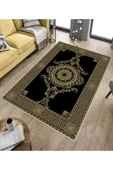 Makinede Yıkanabilir Leke Tutmaz  Gold Dot Keçe Kaymaz Taban Göbekli Salon Saçaksız Halı B1192  160 x 230 GOLD thumbnail 5
