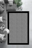 Makinede Yıkanabilir Leke Tutmaz  Siyah Dot Keçe Kaymaz Taban Modern Salon Saçaksız Halı B1255  SİYAH 80 x 200 thumbnail 6
