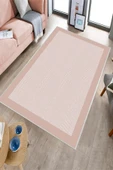 Makinede Yıkanabilir Leke Tutmaz  Pudra Dot Deri Kaymaz Taban Modern Salon Saçaksız Halı B1254  PUDRA 100 x 300 thumbnail 2