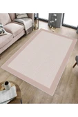 Makinede Yıkanabilir Leke Tutmaz  Pudra Dot Deri Kaymaz Taban Modern Salon Saçaksız Halı B1254  PUDRA 100 x 300 thumbnail 4