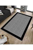 Makinede Yıkanabilir Leke Tutmaz  Siyah Dot Keçe Kaymaz Taban Modern Salon Saçaksız Halı B1255  SİYAH 80 x 200 thumbnail 5