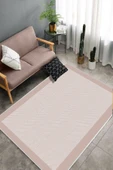 Makinede Yıkanabilir Leke Tutmaz  Pudra Dot Deri Kaymaz Taban Modern Salon Saçaksız Halı B1254  PUDRA 120 x 180 thumbnail 3