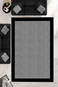 Makinede Yıkanabilir Leke Tutmaz  Siyah Dot Keçe Kaymaz Taban Modern Salon Saçaksız Halı B1255  SİYAH 80 x 200 thumbnail 1