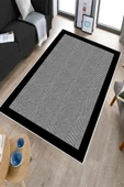 Makinede Yıkanabilir Leke Tutmaz  Siyah Dot Keçe Kaymaz Taban Modern Salon Saçaksız Halı B1255  SİYAH 80 x 200 thumbnail 3