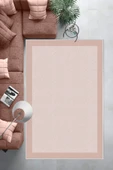 Makinede Yıkanabilir Leke Tutmaz  Pudra Dot Deri Kaymaz Taban Modern Salon Saçaksız Halı B1254  PUDRA 100 x 300 thumbnail 5