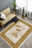 Makinede Yıkanabilir Leke Tutmaz  Gold Dot Keçe Kaymaz Taban Modern Salon Saçaksız Halı B1233  GOLD 80 x 300 - 4
