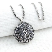 Yuvarlak 925 Ayar Cevşen Muska Kabı Kolye thumbnail 1