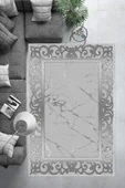 Makinede Yıkanabilir Leke Tutmaz  Gri Dot Keçe Kaymaz Taban DekorÇerçeve Salon Saçaksız Halı B1276  GRİ 180 x 280 thumbnail 6