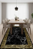 Kaymaz Taban Siyah Pvc Deri Yolluk Saçaksız 462-01   ÇOKLU 80 x 150 - 5