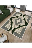 Makinede Yıkanabilir Leke Tutmaz  Yeşil Dot Keçe Kaymaz Taban Göbekli Salon Saçaksız Halı B1271  YEŞİL 160 x 230 thumbnail 5