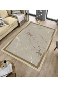 Makinede Yıkanabilir Leke Tutmaz  Gold-Vizon Dot Keçe Kaymaz Taban Çerçeve Salon Saçaksız Halı B1286  GOLD-VİZON 200 x 300 thumbnail 5
