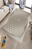 Makinede Yıkanabilir Leke Tutmaz  Bej-Vizon Dot Keçe Kaymaz Taban Modern Salon Saçaksız Halı B1284  BEJ-VİZON 200 x 300 thumbnail 3
